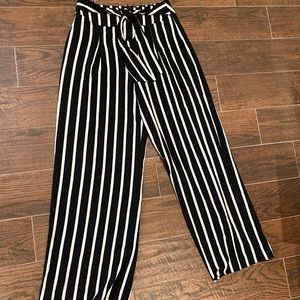 Pinstriped Wide Leg Pants